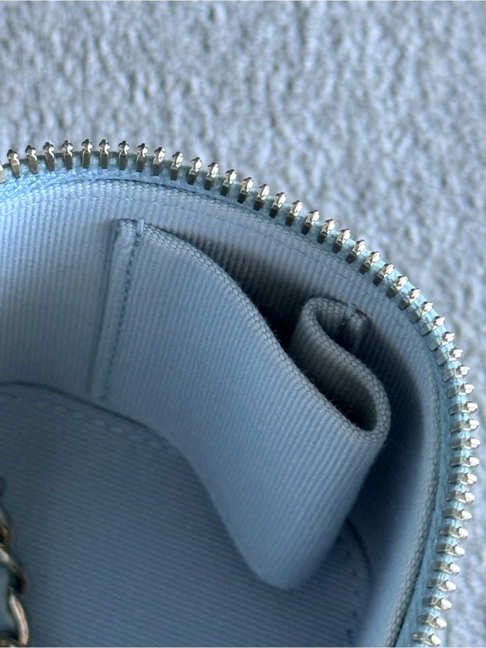 CHANEL Baby Blue Quilted Mini Vanity Top Handle Crossbody Bag with COA - Picture 13 of 14